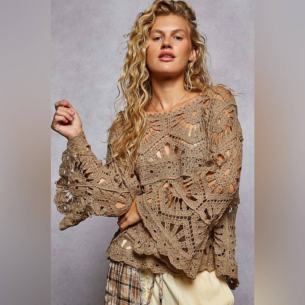 #116 Pol 🌸New! Pol Beautiful Boho Crochet Lace Top